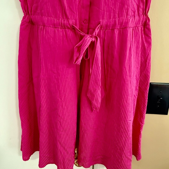 Pink Flutter-Sleeve Shirtdress, - Picture 5 of 6